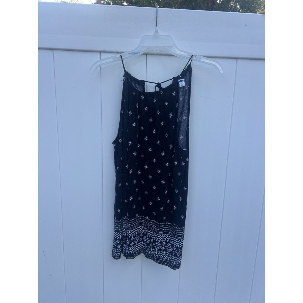 Old Navy Top Women Small Halter Top Black Boho Tassel Rayon